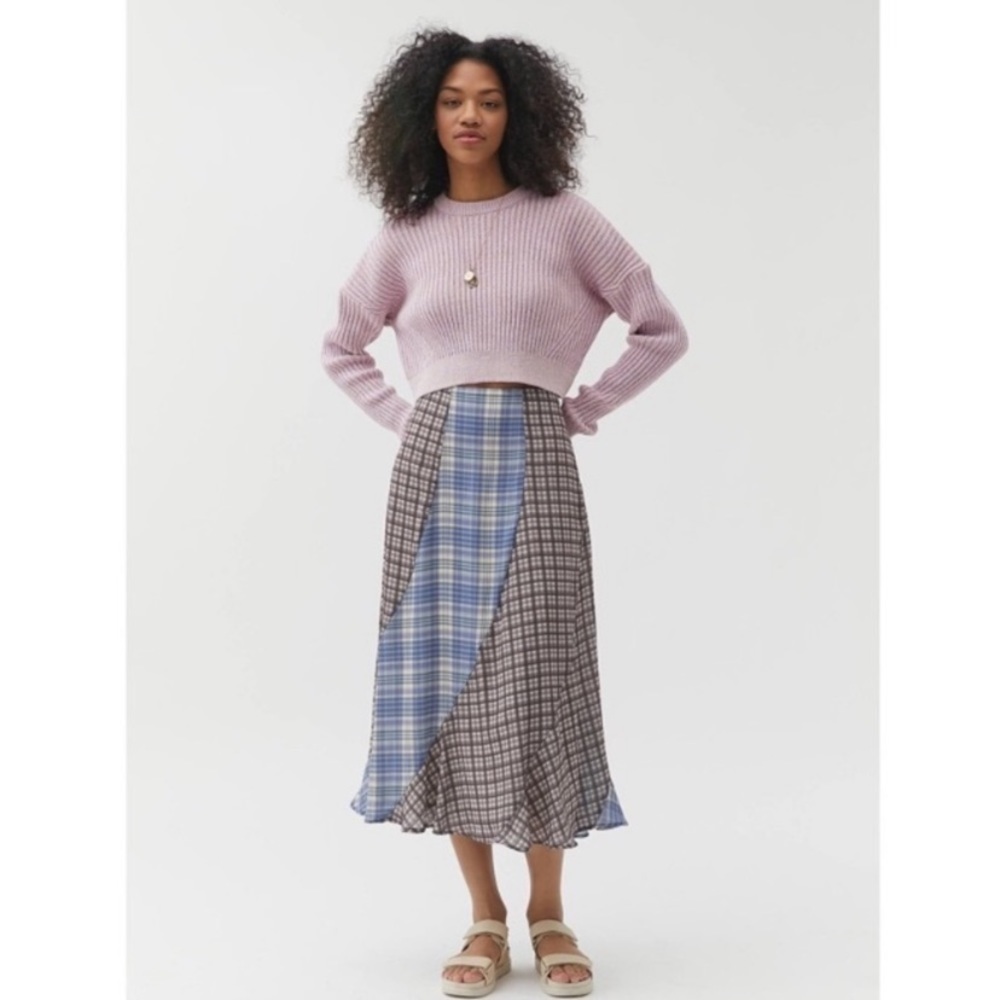 Urban Outfitters Big Sur Ribbed Knit Sweater Crop Top Soft Lilac Pink Size Med